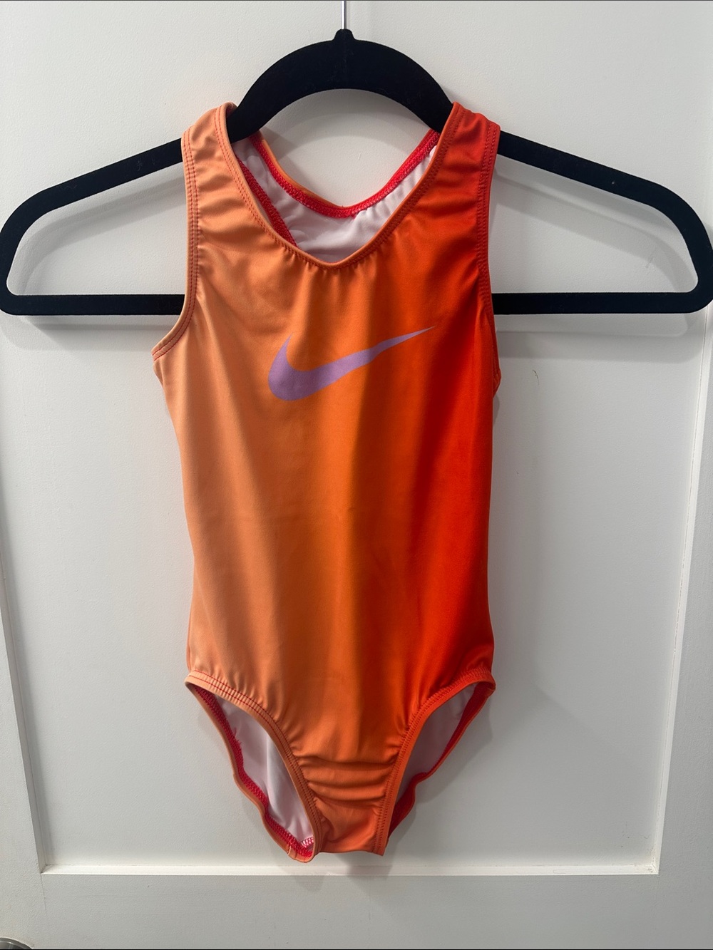 Nike Orange Ombre One-Piece Leotard with Purple Swoosh